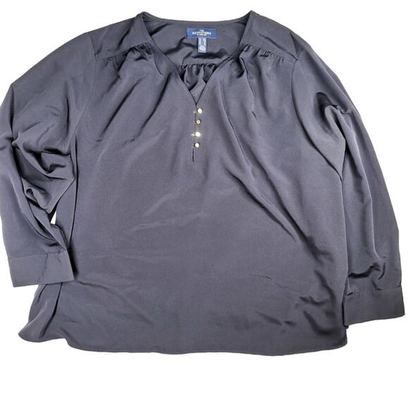 Lands' End Tops - The Outfitters by Lands End navy with gold tone buttons popover blouse size 34W
